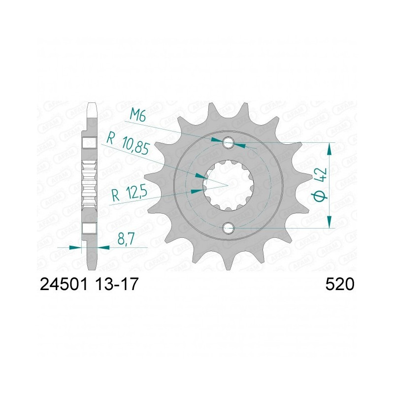 Pignon Afam Acier Type 24501 PAS 520 Kawasaki