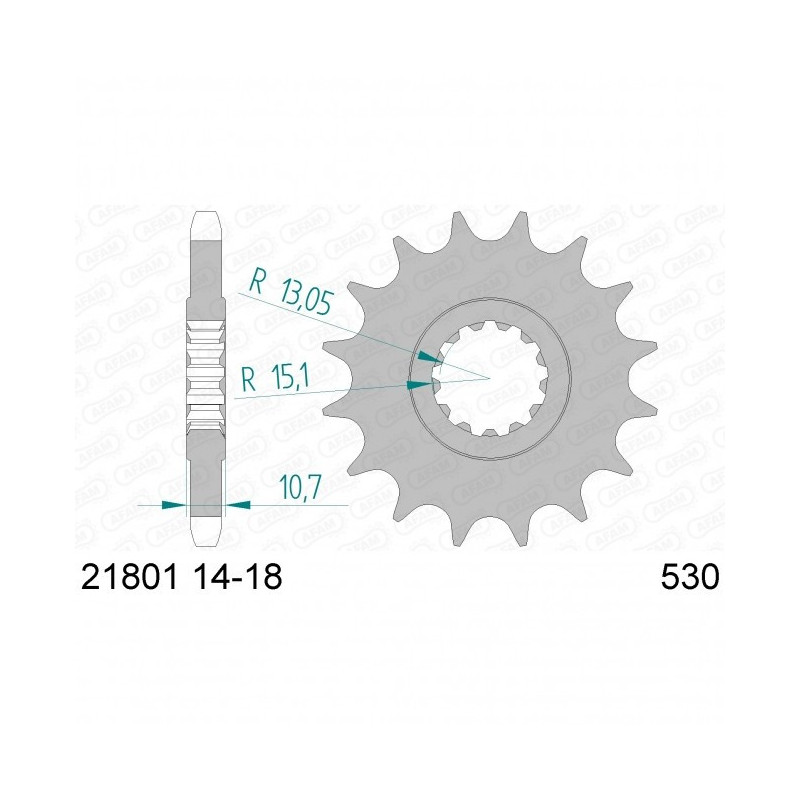 Pignon Afam Acier Type 21801 PAS 530 Yamaha