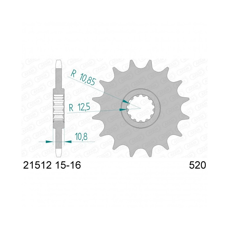 Pignon Afam Acier Type 21512 PAS 520 Yamaha