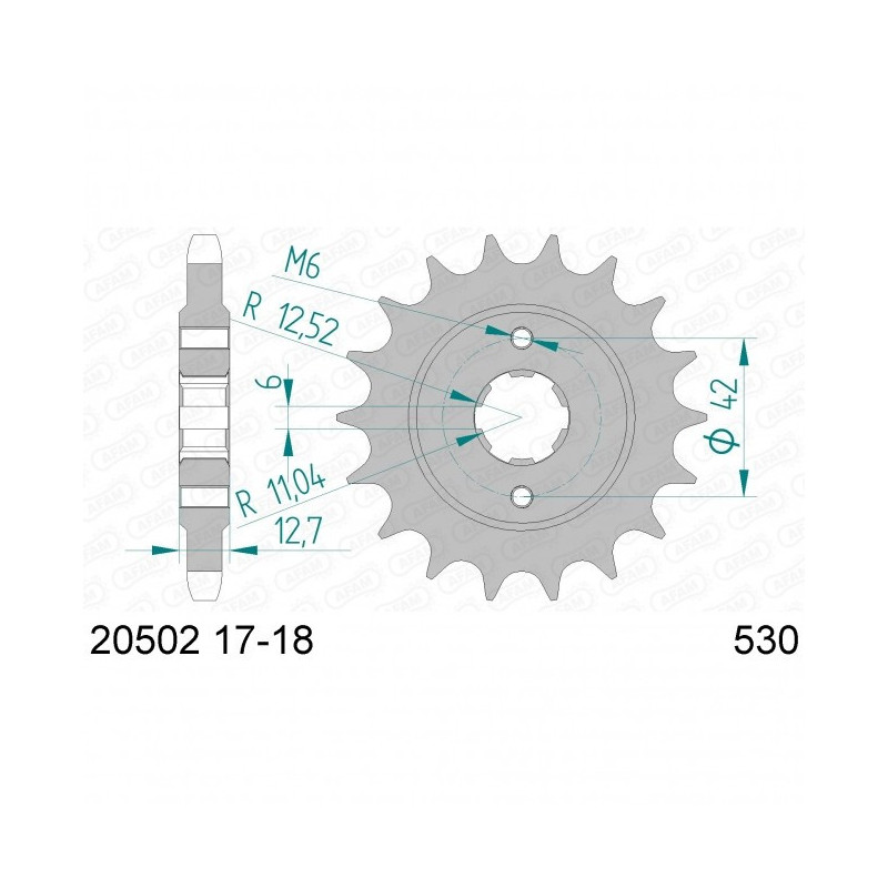 Pignon Afam Acier Type 20502 Pas 530 Honda