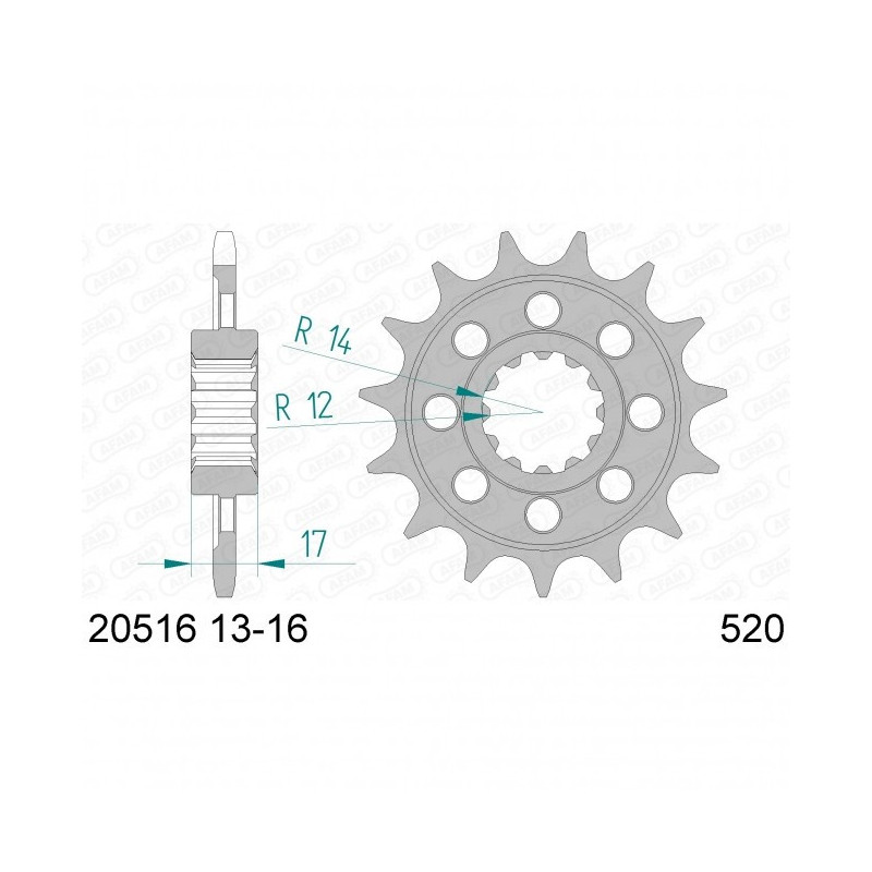 Pignon Afam Acier Type 20516 1 Pas 520 Racing Honda Cb 600 F Hornet