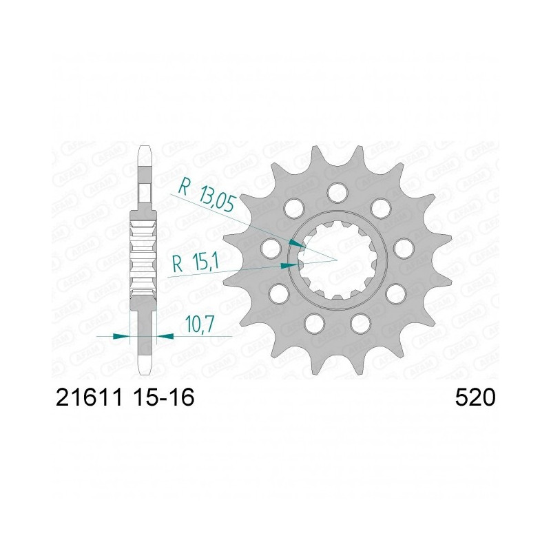 Pignon Afam Acier Type 21611 PAS 520 Racing Yamaha FZ8 10-14