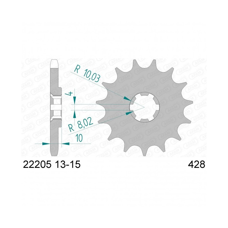 Pignon Afam Acier Type 22205 Pas 428 Suzuki