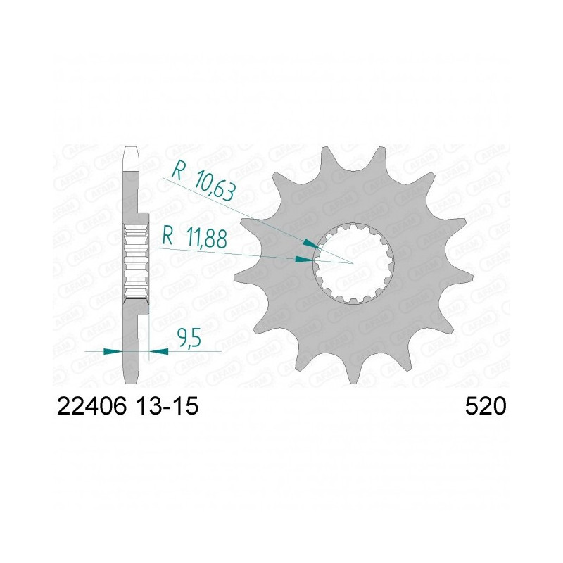 Pignon Afam Acier Type 22406 PAS 520 Suzuki