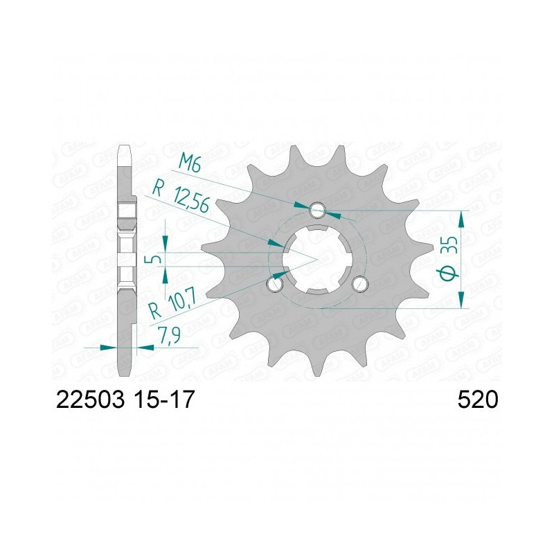 Pignon Afam Acier Type 22503 PAS 520 Suzuki DR 650 R/RS/ SE L 90-95