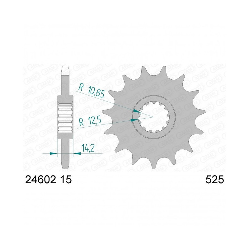 Pignon Afam Acier Type 24602 PAS 525 Kawasaki ZR 750 Zephyr 95-99