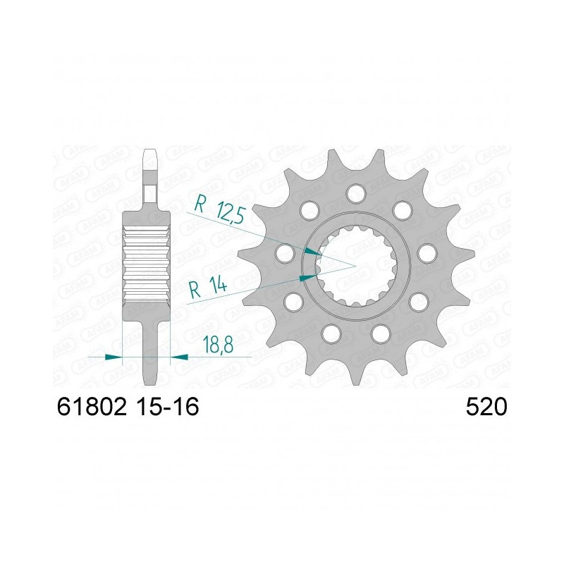 Pignon Afam Acier Type 61802 PAS 520 Racing Aprilia RSV4 09-13