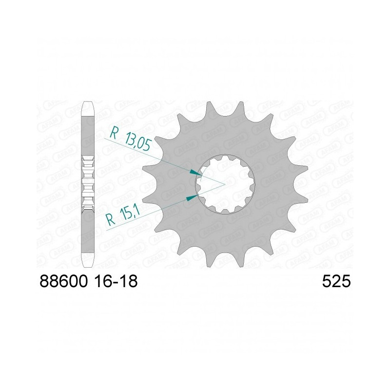 Pignon Afam Acier Type 88600 PAS 525 Triumph