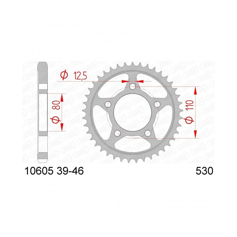 Couronne Afam Acier Type 10605  Pas 530 Honda