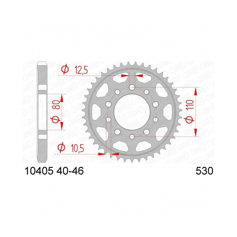 Couronne Afam Acier Type 10405  Pas 530 Honda