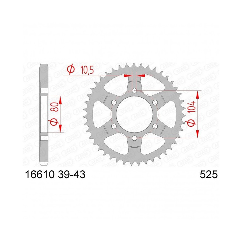 Couronne Afam Acier Type 16610  Pas 525 Kawasaki