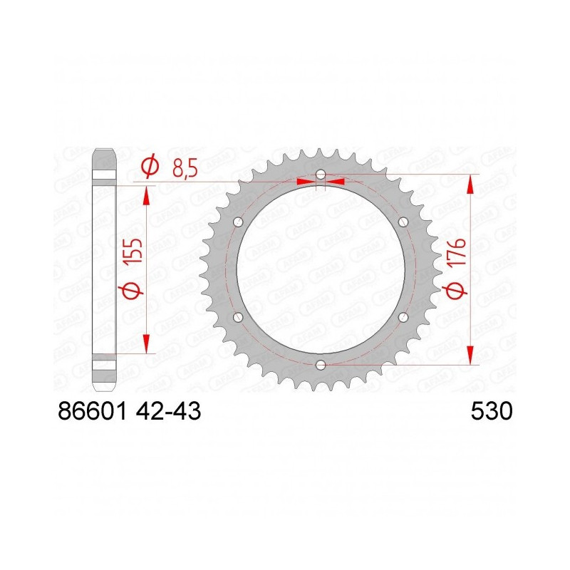 Couronne Afam Acier Type 86601  Pas 530 Triumph