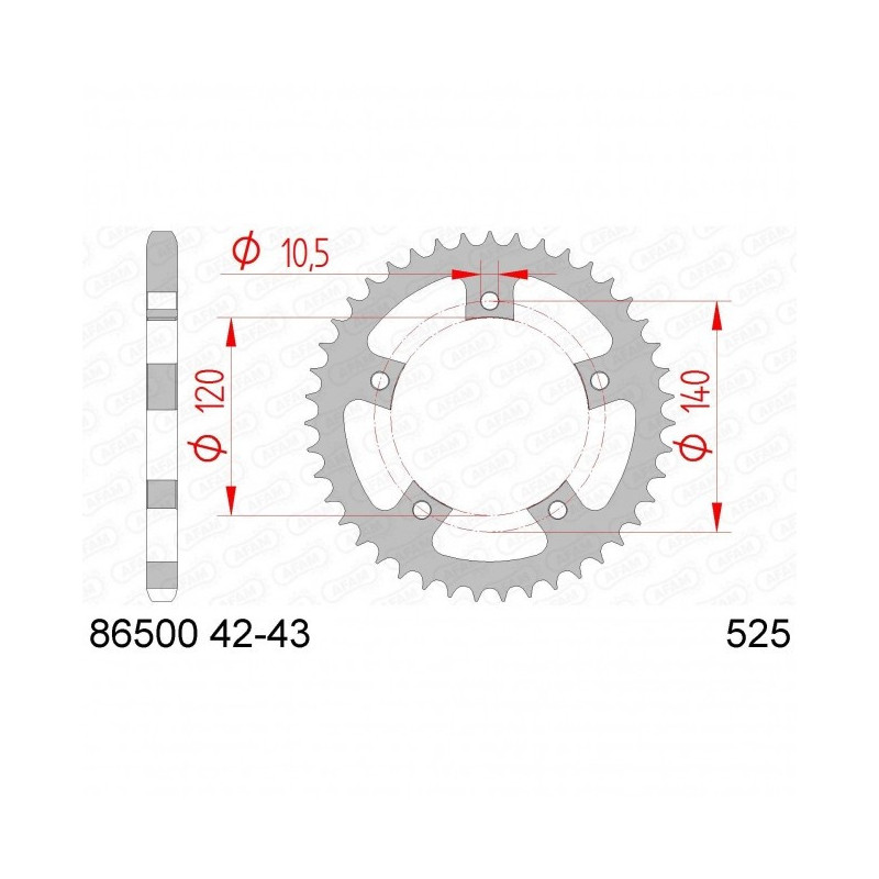 Couronne Afam Acier Type 86500  Pas 525 Triumph