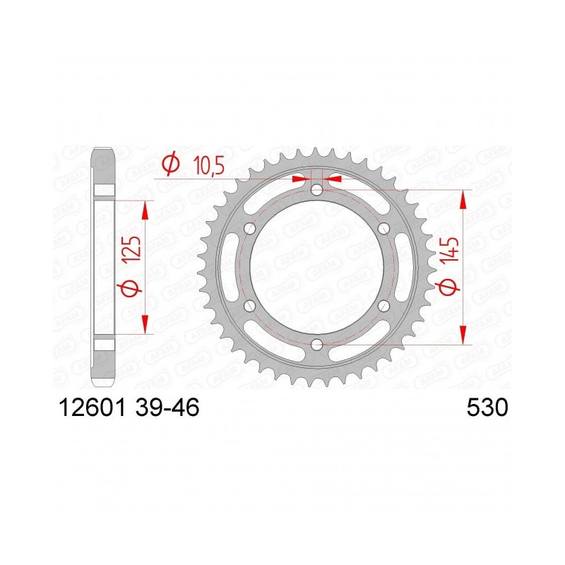 Couronne Afam Acier Type 12601  Pas 530 Yamaha