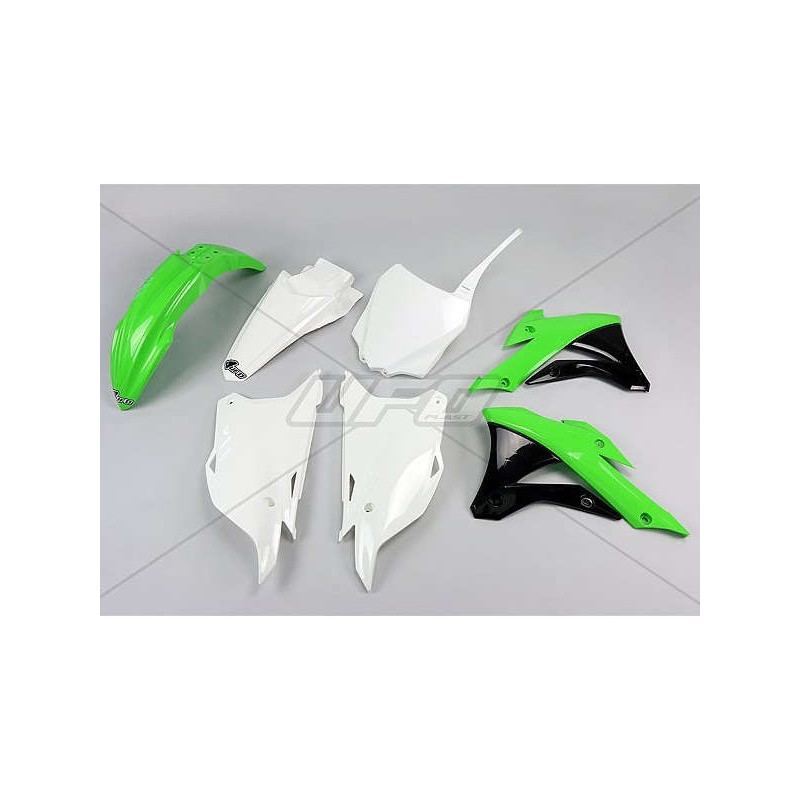 Kit plastiques UFO couleur origine 14 vert/blanc/noir Kawasaki KX85