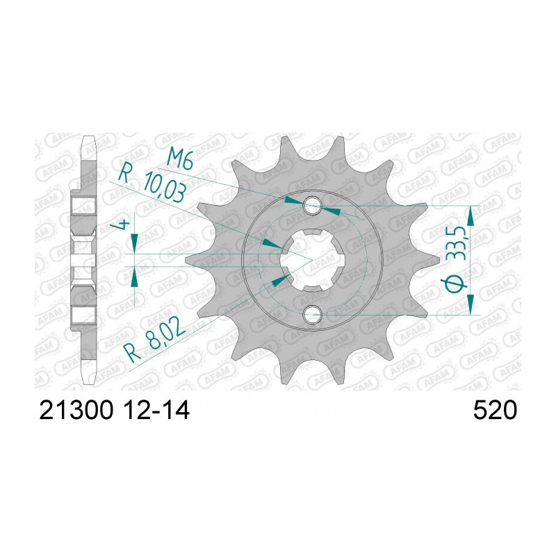 Pignon AFAM 12 dents acier type 21300 pas 520 HYOSUNG GT 250 Comet