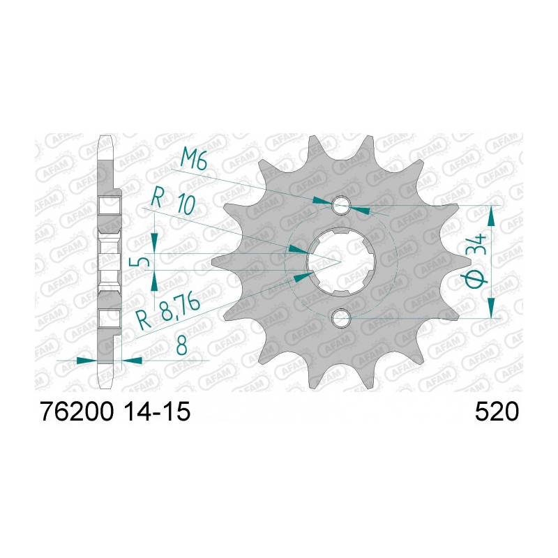 Pignon AFAM 15 dents acier type 76200 pas 520 KYMCO MXer 50 Quad