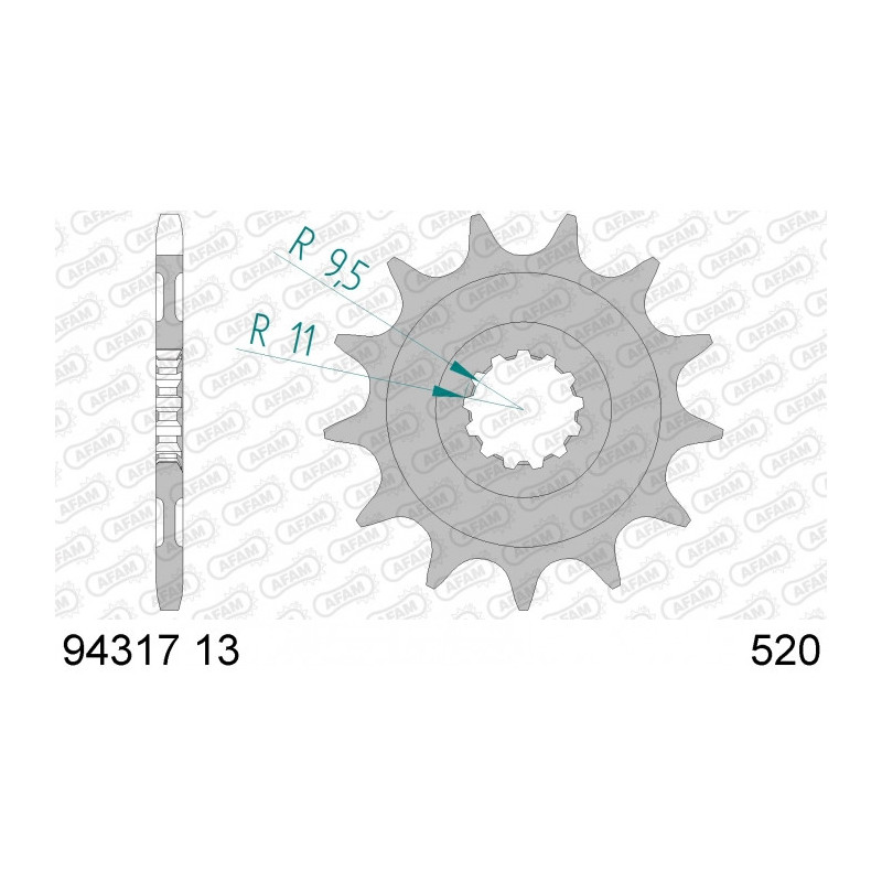 Pignon AFAM 13 dents acier type 94317 pas 520 T.M. EN 250 Fi Enduro