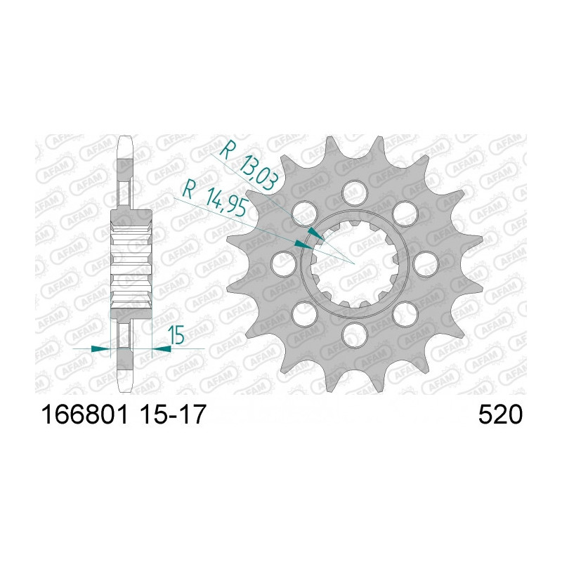 Pignon AFAM 15 dents acier type 166801 pas 520 BMW HP4 1000