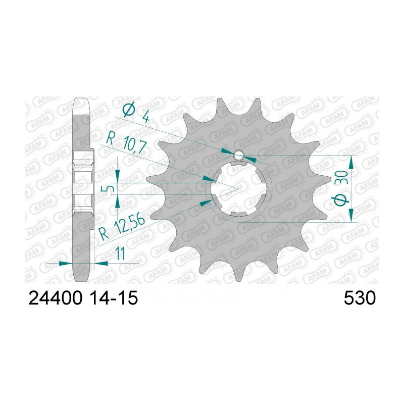 Pignon AFAM 14 dents acier type 24400 pas 530 KAWASAKI KH 400