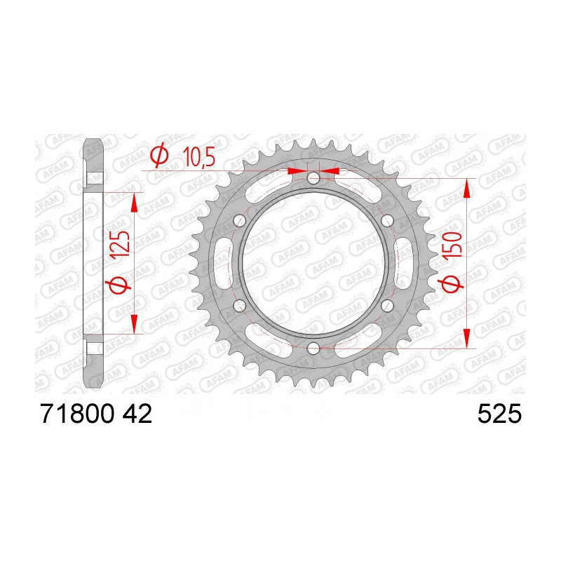 Couronne AFAM 42 dents type 71800 pas 525 acier KTM 950 Adventure S