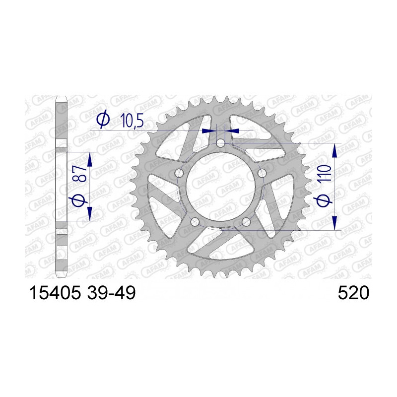 Couronne AFAM 47 dents type 15405 pas 520 alu SUZUKI GS 500 E