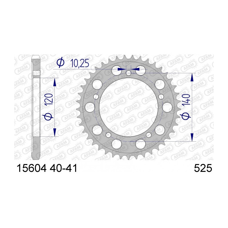 Couronne AFAM 45 dents type 15604 pas 525 alu SUZUKI GSX-R 600