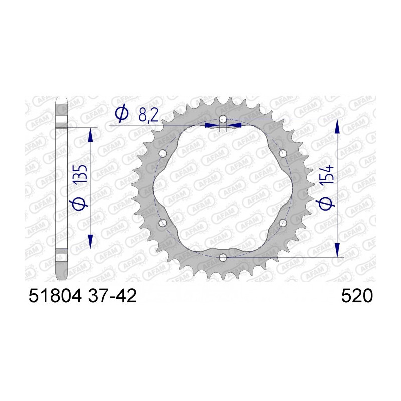 Couronne AFAM 39 dents type 51804 pas 520 alu DUCATI 1098