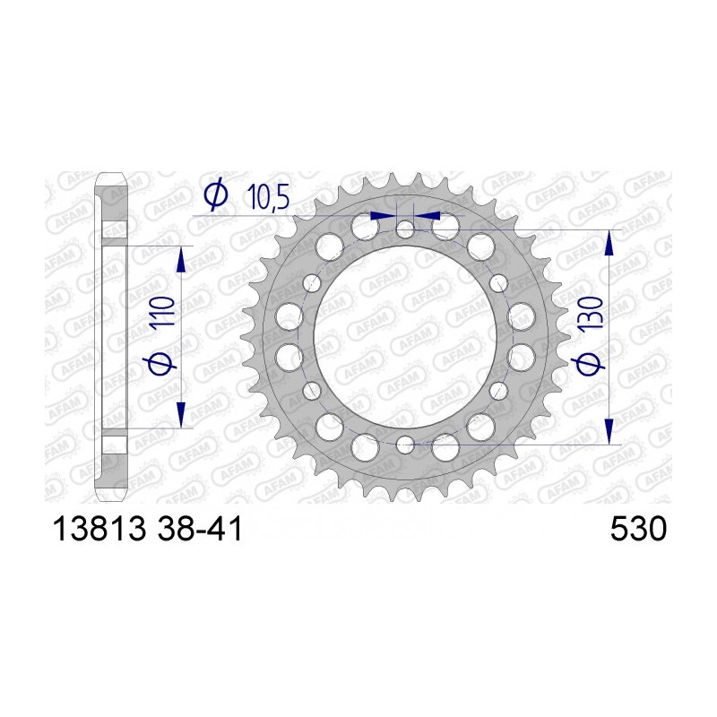 Couronne AFAM 48 dents type 13813 pas 530 alu SUZUKI GSX-R 1000