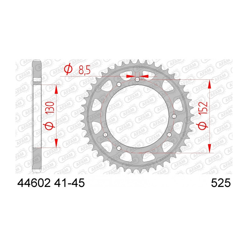 Couronne AFAM 41 dents type 44602 pas 525 acier CAGIVA 900 ie Canyon