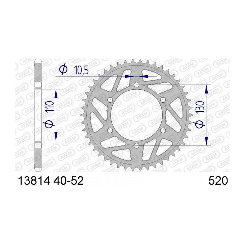 Couronne AFAM 42 dents type 13814 pas 520 alu SUZUKI GSX-R 600