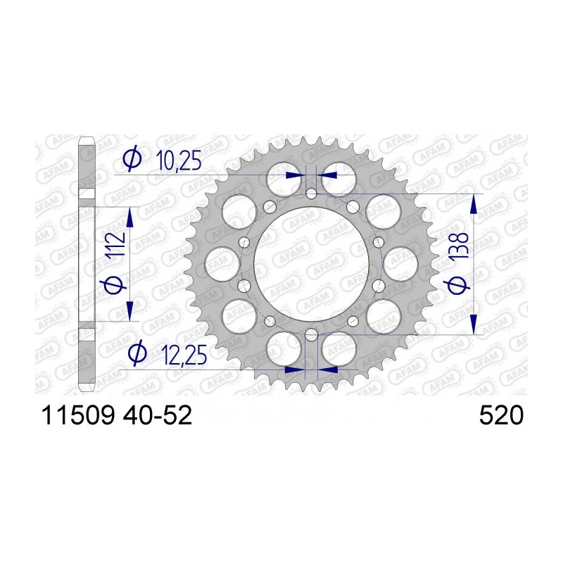 Couronne AFAM 42 dents type 11509 pas 520 alu HONDA CB 600 F Hornet