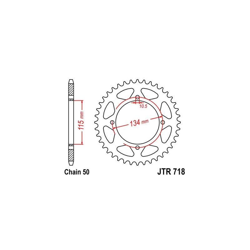 Couronne acier 48 dents JT Sprockets type 718 chaîne 530 650 INDIANA 1987-88