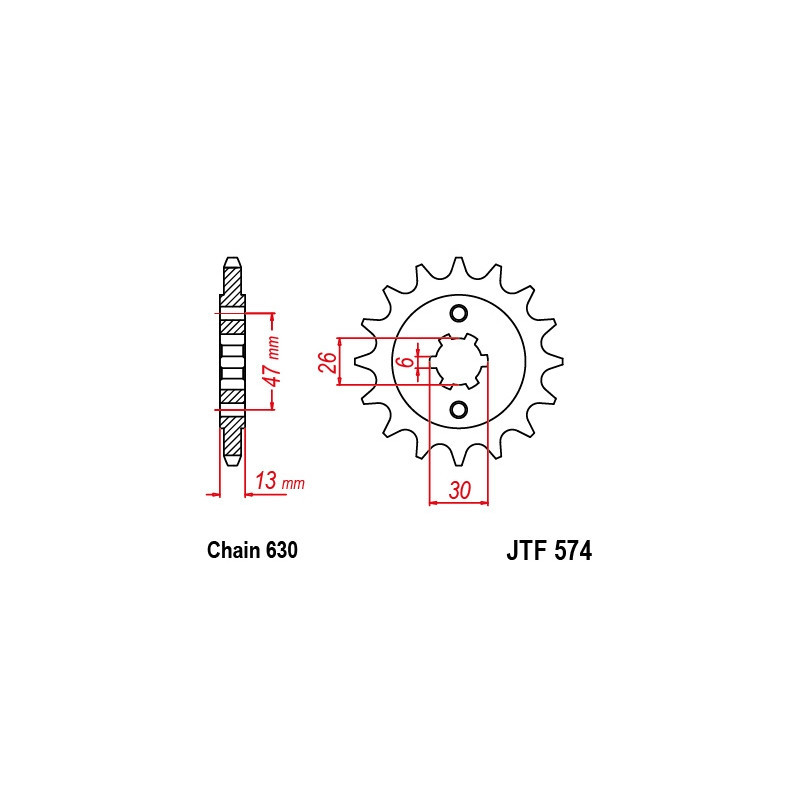 Pignon acier 16 dents JT Sprockets chaîne 630 Yamaha TR1