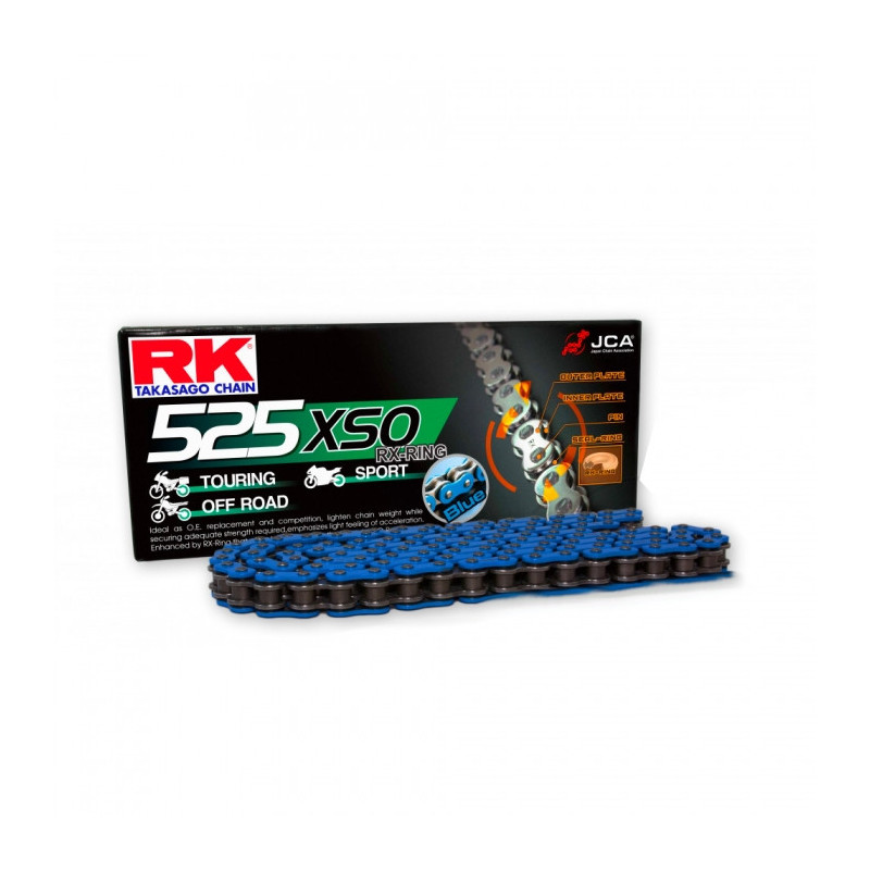 Chaine RK 525 XSO 114 Maillons BLEU Maillon à Riveter