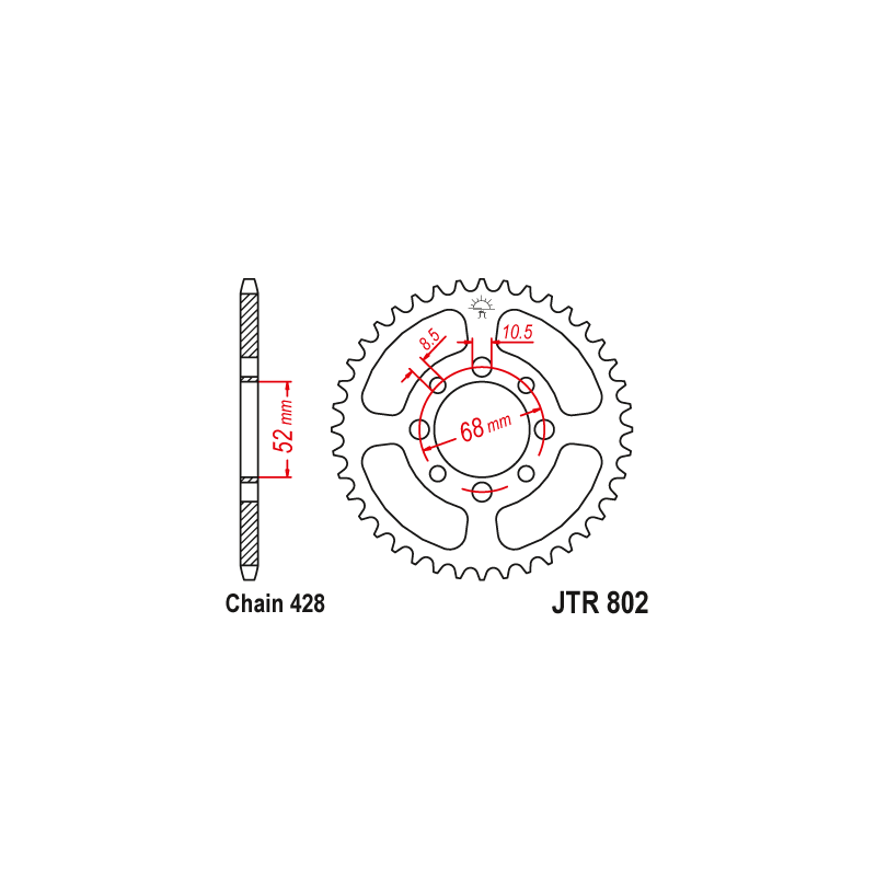 Couronne Moto Acier JT 37 Dents PAS 428 - JTR802.37