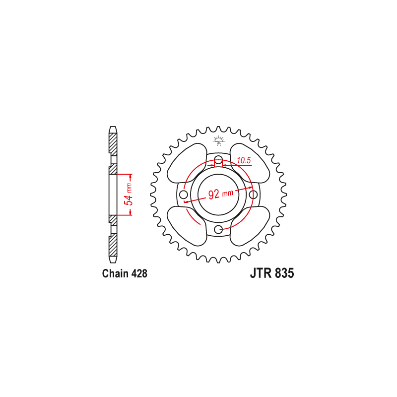 Couronne Moto Acier JT 45 Dents PAS 428 - JTR835.45