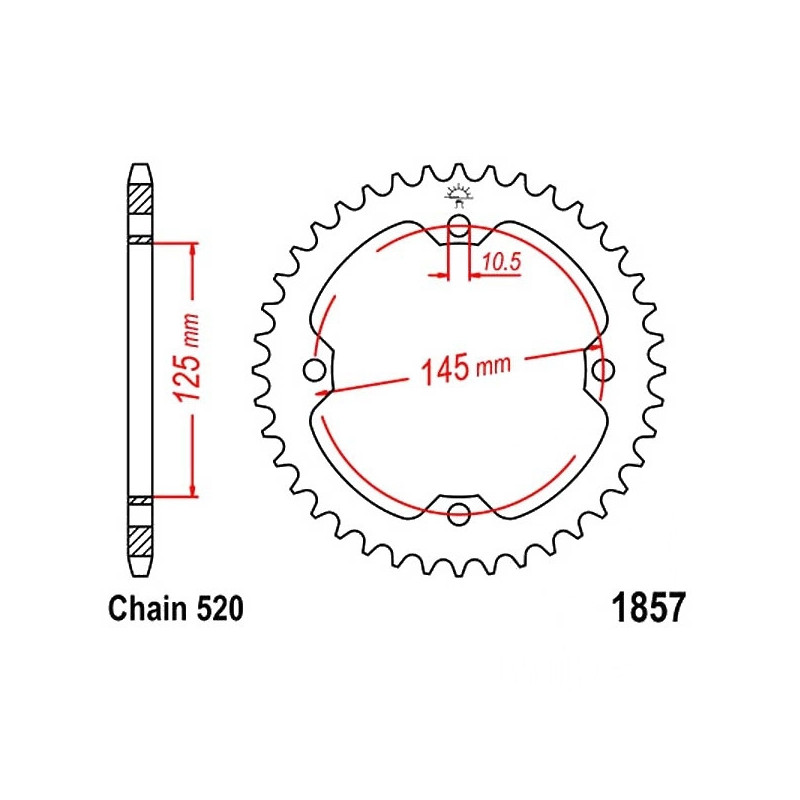 Couronne Moto Acier JT 36 Dents PAS 520 - JTR1857.36