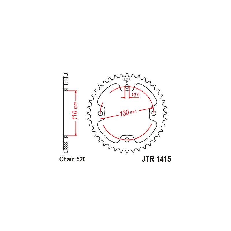 Couronne Moto Acier JT 36 Dents PAS 520 - JTR1415.36