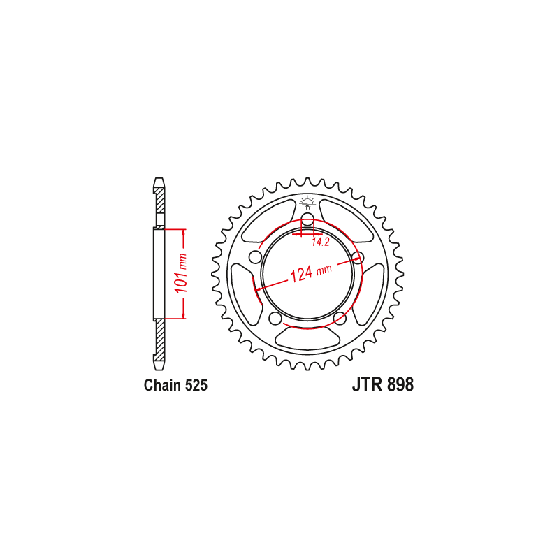 Couronne Moto Acier JT 38 Dents PAS 525 - JTR898.38