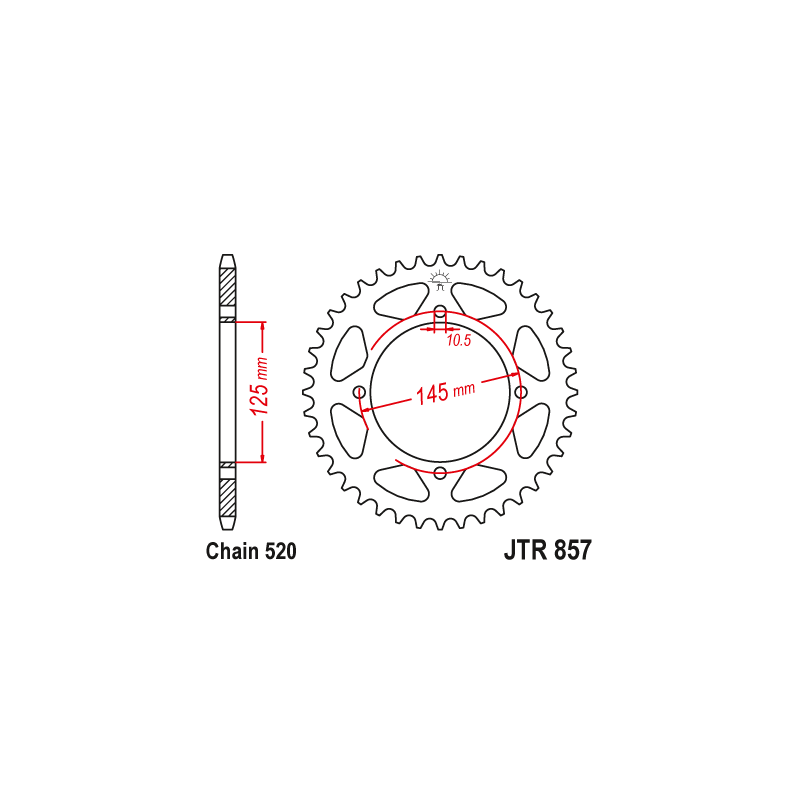 Couronne Moto Acier JT 45 Dents PAS 520 - JTR857.45