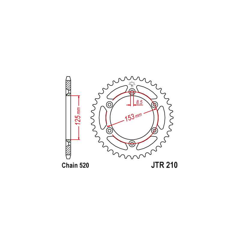 Couronne Moto Acier JT 42 Dents PAS 520 - JTR210.42