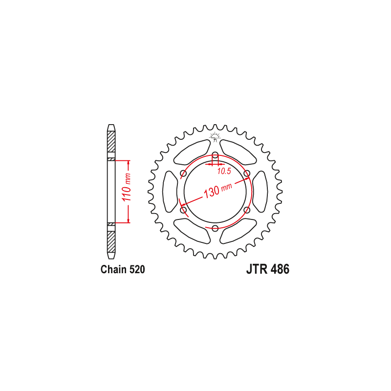 Couronne Moto Acier JT 43 Dents PAS 520 - JTR486.43