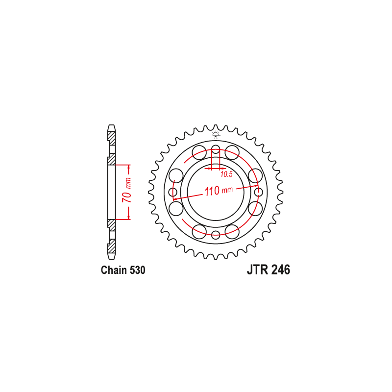 Couronne Moto Acier JT 34 Dents PAS 530 - JTR246.34