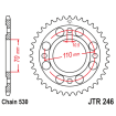 Couronne Moto Acier JT 34 Dents PAS 530 - JTR246.34