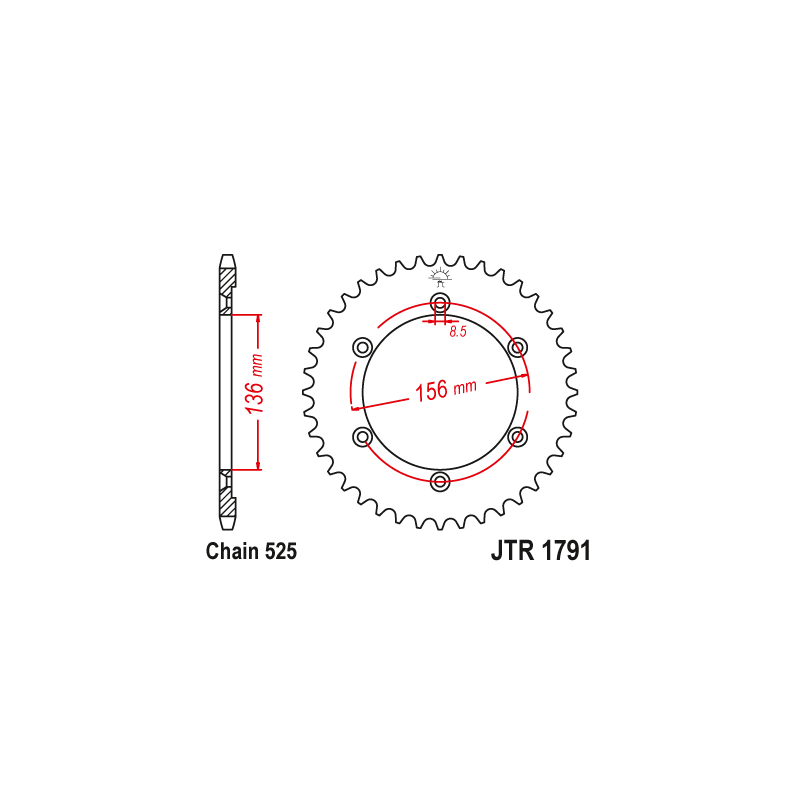 Couronne Moto Acier JT 42 Dents PAS 525 - JTR1791.42