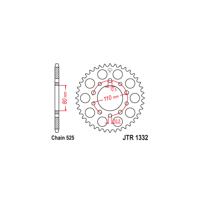 Couronne Moto Acier JT 43 Dents PAS 525 - JTR1332.43