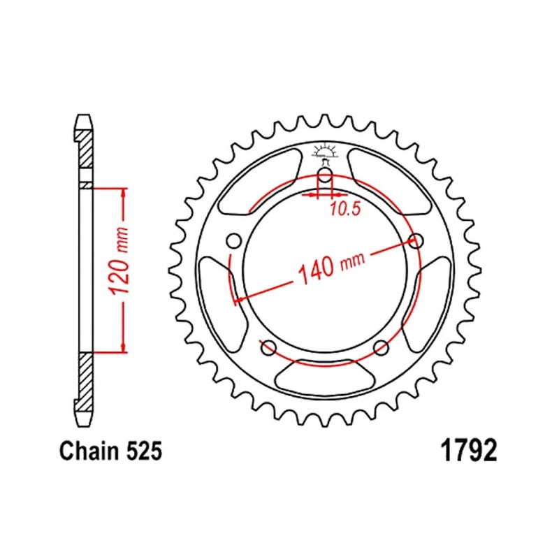 Couronne Moto Acier JT 40 Dents PAS 525 - JTR1792.40