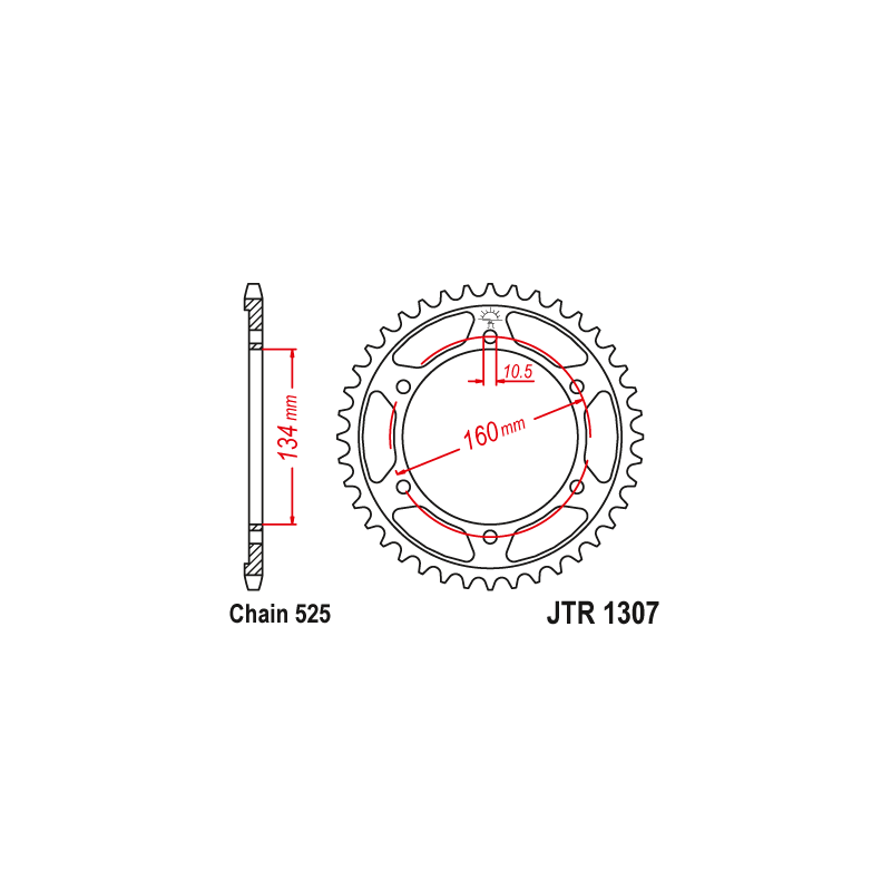 Couronne Moto Acier JT 43 Dents PAS 525 - JTR1307.43