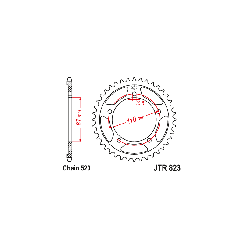 Couronne Moto Acier JT 45 Dents PAS 520 - JTR823.45